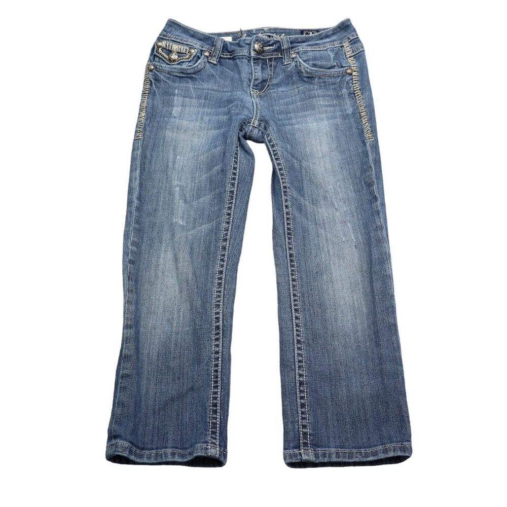 LA Idol Jeans Womens 28 Blue Low Rise Flat Front Medium Wash Denim Pants